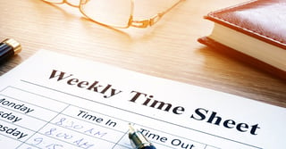 Weekly time sheet office desk Department of Labor regulations